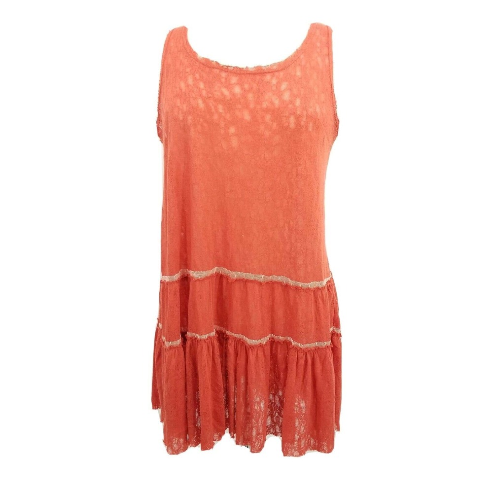 Hem & Thread Lace Net dress Sleeveless Boho Summer Tangerine